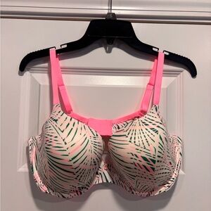 Victoria's Secret Pink and Green Leaf Print Bra